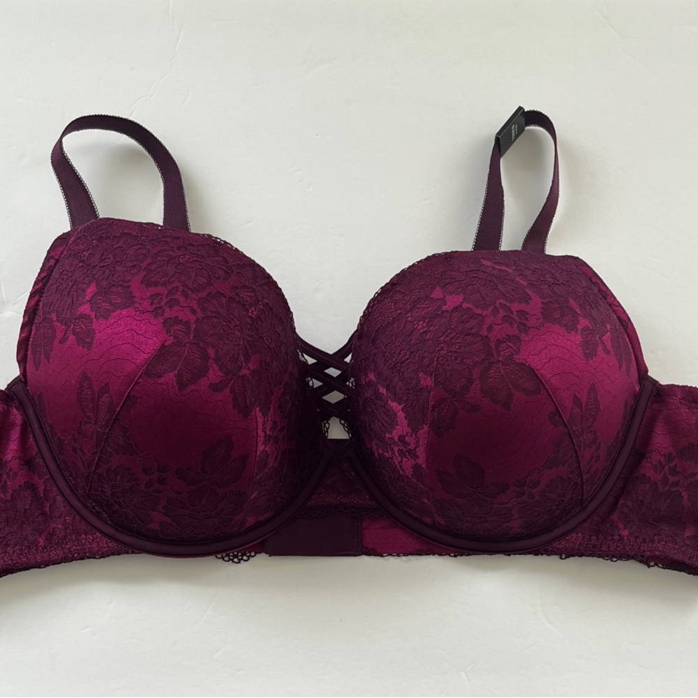 Torrid Lace-Overlay Push-Up Bra - Wine